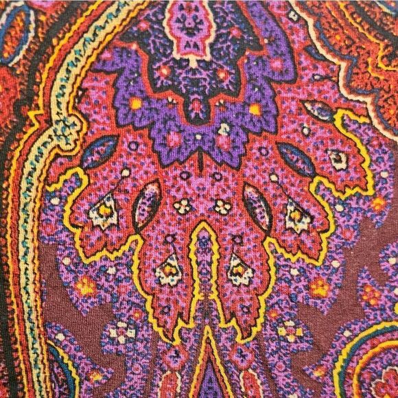 LAUREN RALPH LAUREN Long Sleeve Paisley Ruched Side Blouse - Size Large - Picture 7 of 8